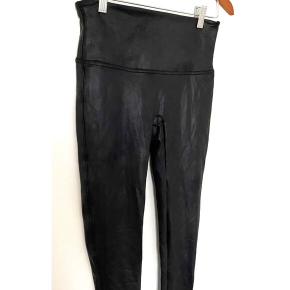 SPANX Ready-to-Wow! Faux Leather Black Stretchy Leggings PL - Picture 8 of 11